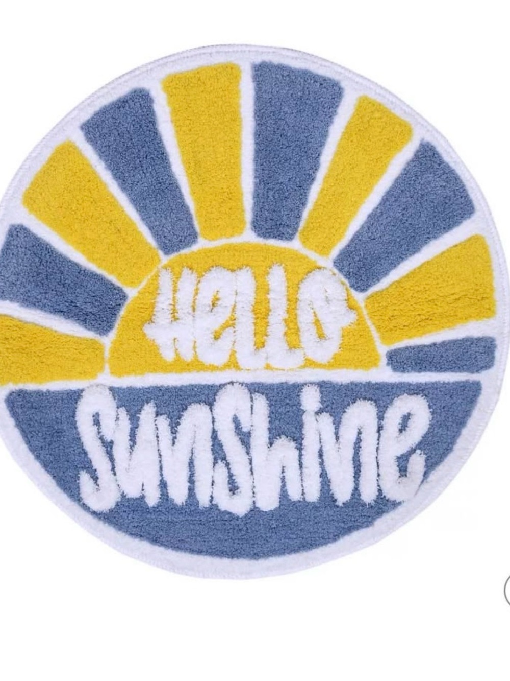 Hello Sunshine Round Bath Mat - Yellow & Blue